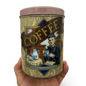 Vintage Coffee Storage Tin- Thomas Wood & Co. - Advertising and Coffee Sales Tin